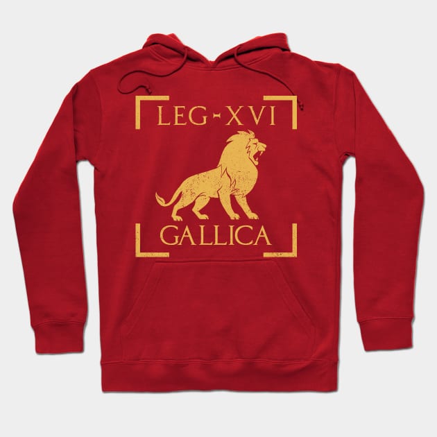 Legio XVI Gallica Lion Emblem Roman Legion Hoodie by zeno27
